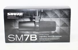 A boxed as new Shure SM7B Dynamic Cardioid Vocal Microphone (Box sealed).