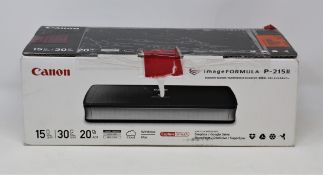 A boxed as new Canon ImageFormula P-215II Document Scanner (P/N: 9705B003 [AE] EURO) (Box sealed,