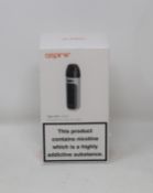 Five boxed as new Aspire Tigon AIO Pod Vape Kits in Orange (Boxes sealed) (Over 18's only).