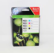 A boxed as new HP 903XL Pack of 4 Ink Cartridges (Cyan, Magenta, Yellow, & Back) (P/N: 3HZ51AE) (