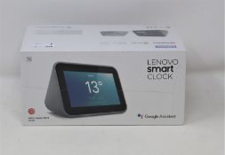 A boxed as new Lenovo Smart Clock with Google Assistant in Hemp (M/N: ZA4R0000GB) (Box sealed).