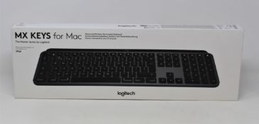 A boxed as new Logitech MX Keys Advanced Wireless Illuminated Keyboard for Mac in Space Gray (UK