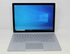 A pre-owned Microsoft Surface Book 2 Laptop in Platinum with Intel Core i5-7300 CPU, 8GB RAM,