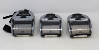 Three pre-owned Zebra iMZ320 mobile printers and three pre-owned Zebra MZ320 mobile printers.