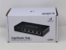 A boxed as new Ubiquiti EdgeRouter X SFP Advanced Gigabit Router with PoE and SFP (M/N: ER-X-SFP EU)