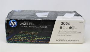 A boxed as new HP LaserJet 305X CE410XD Black Toner Cartridge Dual Pack (Packaging sealed, some