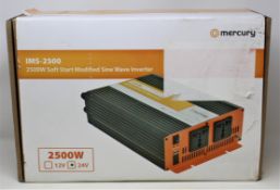 A boxed as new Mercury IMS-2500 2500W 24V Soft Start Modified Sine Wave Inverter (Some damage to