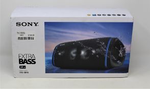 A boxed as new Sony SRS-XB43 portable bluetooth speaker (serial number: S01-1005439-8, some damage