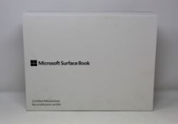 A boxed Certified Refurbished Microsoft Surface Book 2 with Intel Core i5 Processor, 128GB SSD,