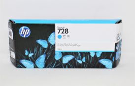 A boxed as new HP 728 Cyan Ink Cartridge (P/N: F9K16A) (Expiry date: OCT 2022) (Box sealed).