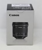 A boxed as new Canon EF-S 10-18mm f/4.5-5.6 IS STM Lens (P/N: 9519B005AA) (Box opened).