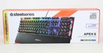 A boxed as new Steelseries Apex 5 Hybrid Mechanical RGB Gaming Keyboard (English US Layout) (Box