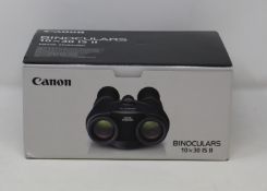 A boxed as new pair of Canon 10x30 IS II Image Stabilised Binoculars (MC: 9525B005[AA] GS1-128).