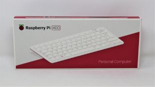 A boxed as new Raspberry Pi 400 Personal Computer Keyboard (UK Model).