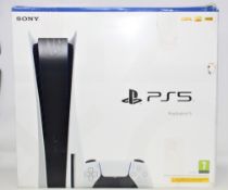 A boxed as new Sony PlayStation 5 825GB Disk Edition Console in White with one controller (EU8 CFI-