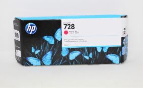 A boxed as new HP 728 Magenta Ink Cartridge (P/N: F9K16A) (Expiry date: OCT 2022) (Box sealed).