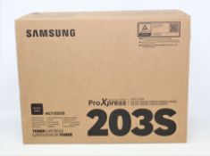 A boxed as new Samsung MLT-D203S Black Toner Cartridge (P/N: SU907A) (Box sealed).
