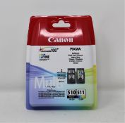 Twenty as new Canon PIXMA PG-510 Black & CL-511 Colour Ink Cartridge Twin Packs (P/N: 2970B011AA) (