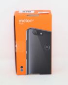 A boxed as new Motorola E6 Play XT2029-2 32GB Dual Sim Smartphone in Steel Black (Box sealed. UK