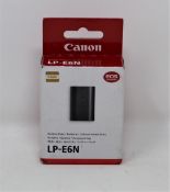 Five boxed as new Canon LP-E6N Battery Packs (P/N: 9486B002[AB]) (Boxes sealed).