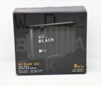 A boxed as new WD _BLACK D10 8TB External Game Drive in Black (Box opened) (Serial: VDH87A8K).