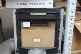 A Kohlangaz Durlston glass fronted balanced flue gas fireplace with brushed steel fret (Requires