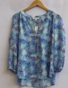 Two as new NRBY Olivia silk animal print shirts (S, M - RRP £105 each).