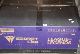 A boxed as new Secret Lab Omega 2020 League of Legends KDA Edition Gaming Chair.