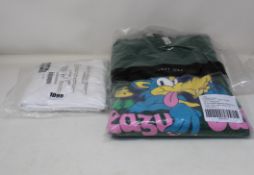 An as new Supreme No More Shit T-shirt (M), Uniqlo Kaws T-shirt (M) and a Lazy Oaf Lazy Wolf