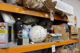 A large quantity of household and related items to include towels, lampshade and picture frames.