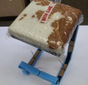 Two as new custom made stools with cowhide top.