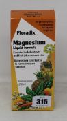 Twenty eight Floradix Magnesium Liquid Formula Food Supplements (250ml, BBE: 01/22).