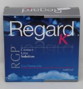 Four boxes of Regard K RGP Contact Lens Solution (3 x 120ml each box, 04/22).