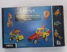 Twelve boxed as new Limmys magnetic building blocks 74pcs.