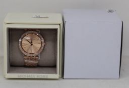 A ladies as new Michael Kors Darci watch in rose gold (MK3192).