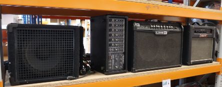 A Peavey MP 600 powered mixer and a Hiwatt Maxwatt 40FX amplifier, both pre-owned.