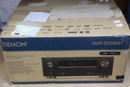A boxed Denon AVR-X2500H 7.2 Surround AV Receiver.