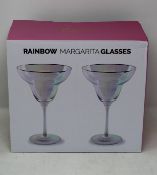 Six boxed as new Root7 Rainbow Margarita Glasses (Sets of two).