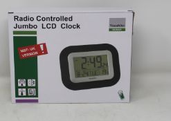 Twenty boxed as new Youshiko YC8021 Radio Controlled Jumbo LCD Clocks.
