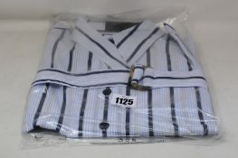 An as new Palmer//Harding navy stripes cotton boyfriend shirt with strap collar detail (Size 8 - RRP