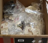 A box of assorted costume jewellery to include bracelets, necklaces, earrings and related items (