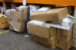 A shelf containing miscellaneous items.