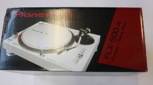 A boxed as new Pioneer DJ PLX-500-W Turntable in white.