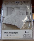 Five as new Seventh Stitch Pintuck Double Duvet Cover Sets in white (Some damage to packaging).