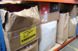 Seven boxes of assorted clothing and related items.