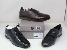 Four pairs of as new H By Hudson shoes; Cato Derby patent (UK 11), Bolton leather (UK 9), Barnstable