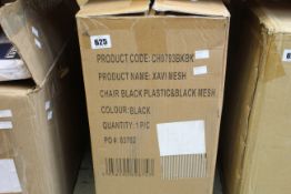 A boxed Xavi plastic and mesh chair in black (CH0793BKBK).