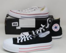 Five pairs of as new Converse footwear; three pairs of All Star Hi, a pair of All Star Ox and a pair