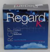 Four boxes of Regard K RGP Contact Lens Solution (3 x 120ml each box, 04/22).