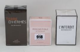 A Givenchy Irresistible eau de parfum (50ml), a Givenchy L'Interdit eau de parfum (90ml) and a